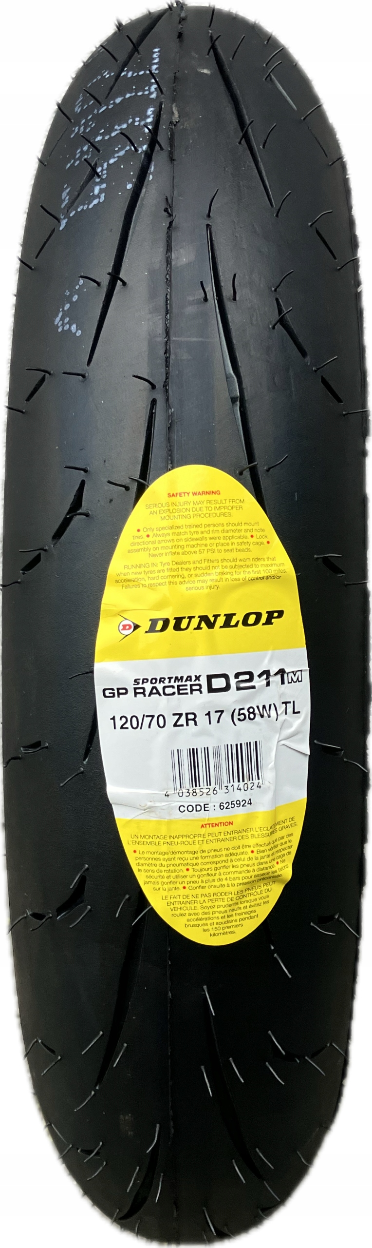 120/70R17 opona DUNLOP SPORTMAX GP RACER D211M F MEDIUM 58W